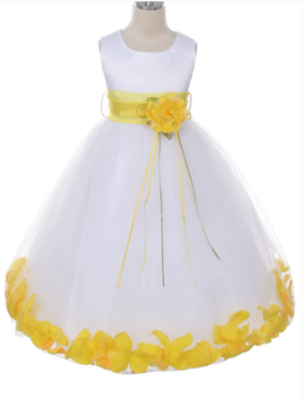 160B White Satin Flower Petal Girl Dress (2 of 2)