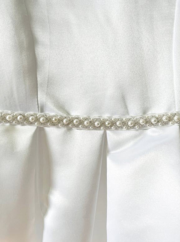 235 Satin s with classic box pleated skirt First Communion or Flower Girl Dress