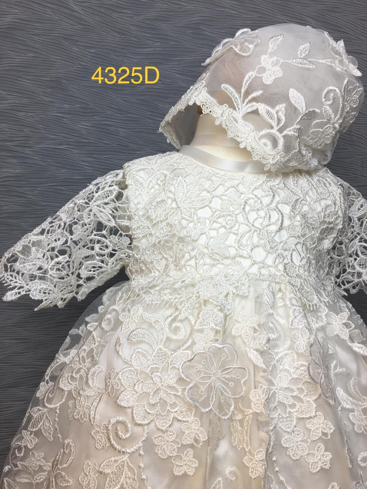 4325 D Girls’ Silk and Lace Christening Dress