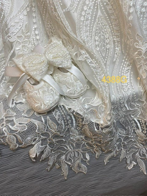 4388 G Ivory silk & lace Christening Gown