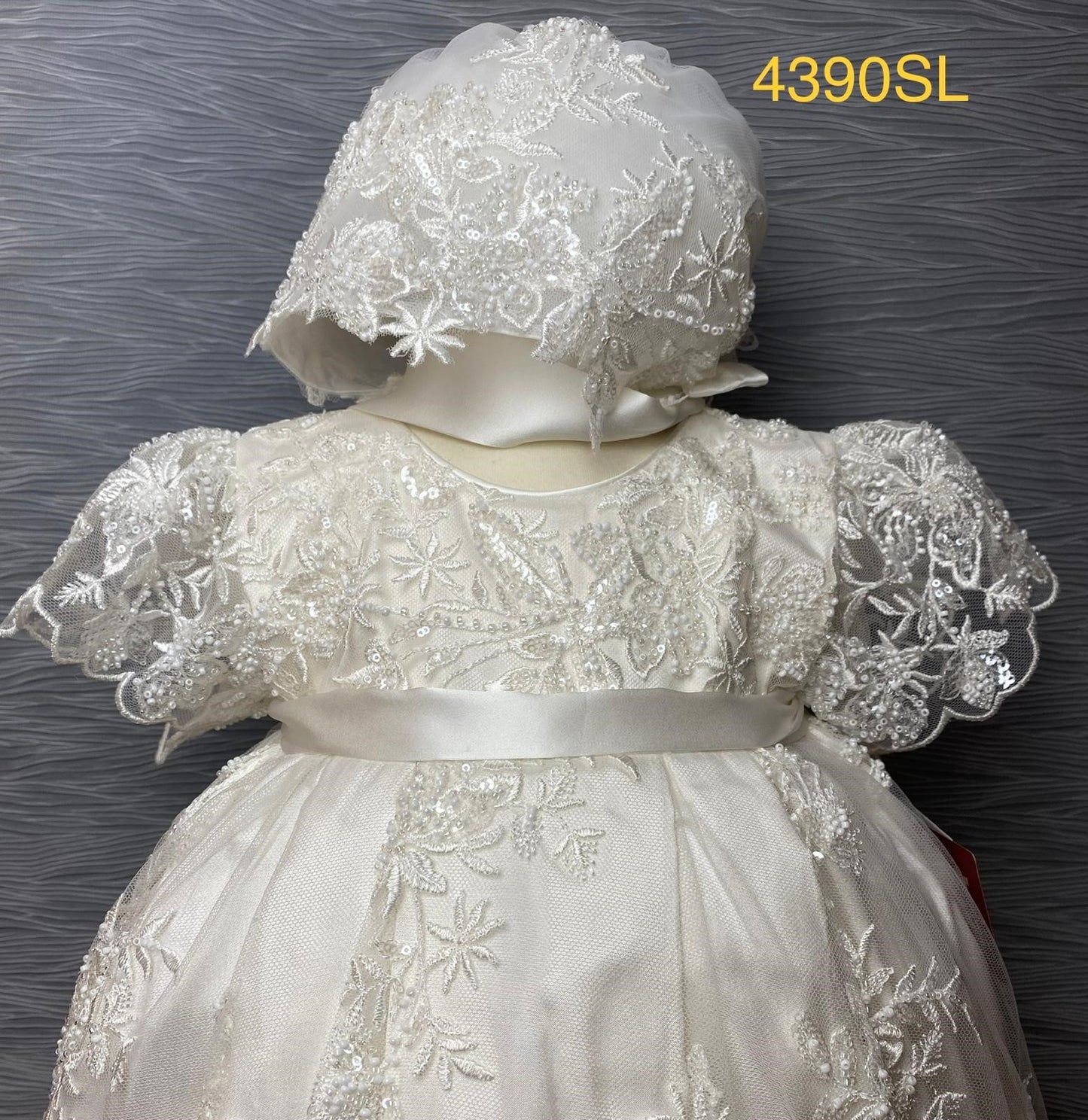 4390 SL Girls Silk & lace Christening Gown