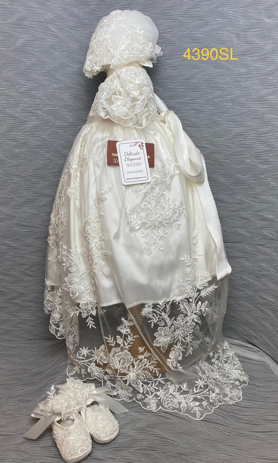 4390 SL Girls Silk & lace Christening Gown