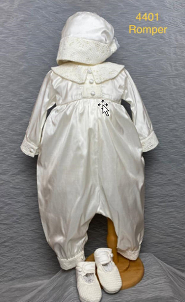 4401 Boys Christening Romper and Cape Set