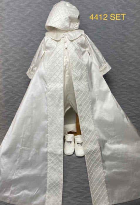 4412 Boys Christening Romper and Cape Set