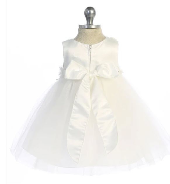 534-A Luxurious Princess Ballgown Baby Dress with Floral Trim