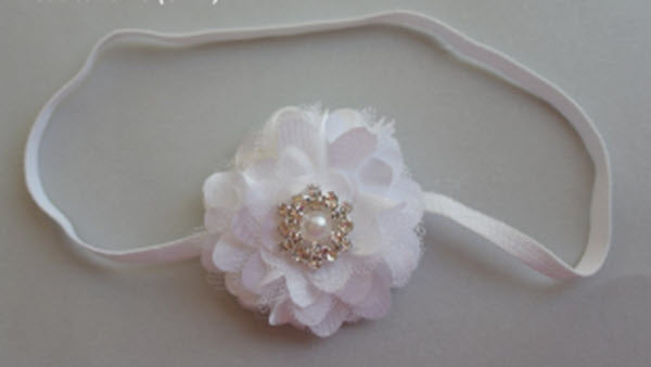BABY HEADBAND WHITE CHRISTENING BAPTISM Small 03