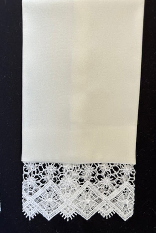 SATIN STOLE WITH LACE TRIM