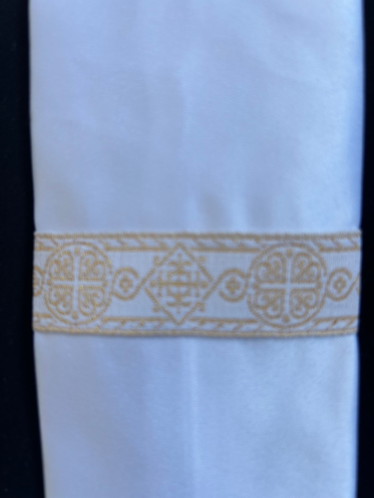 Baptism Stole with Gold Cross braid trim