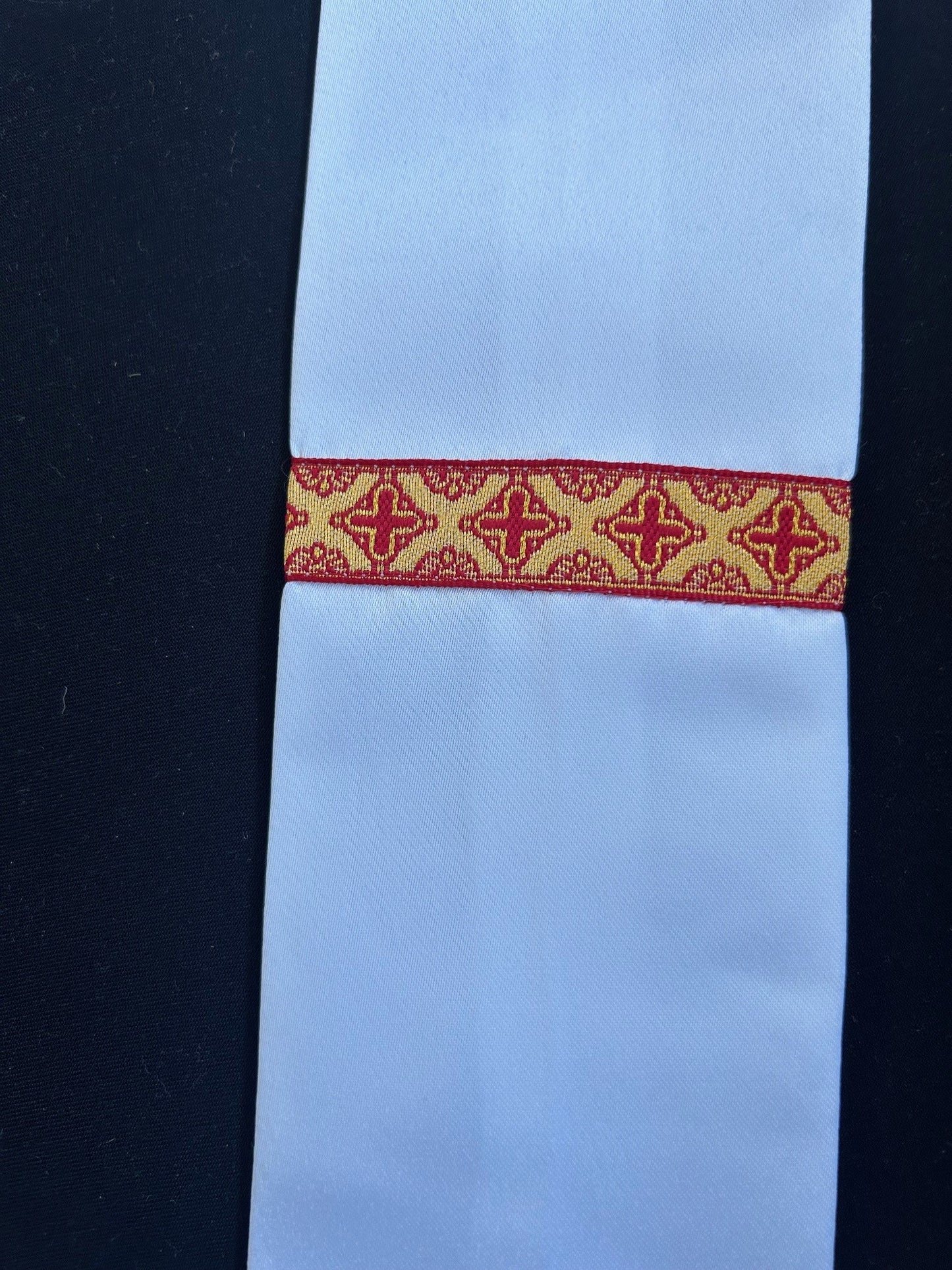 Baptism stole with Red & Gold Cross braid trim