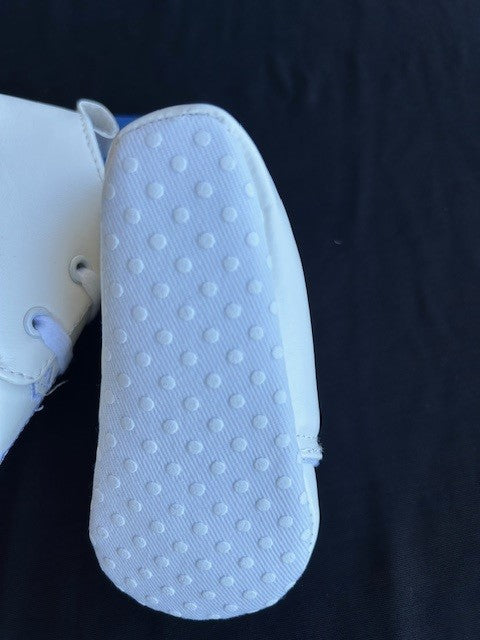 Boys PU Christening Booties with embroidered Cross