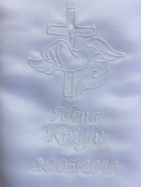 Baptism Stole with Dove Cross Water and Flame