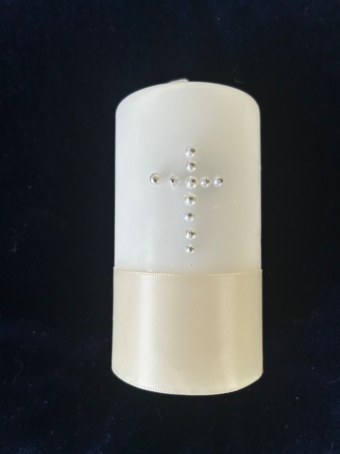 Baptism Candle with Pearl Cross