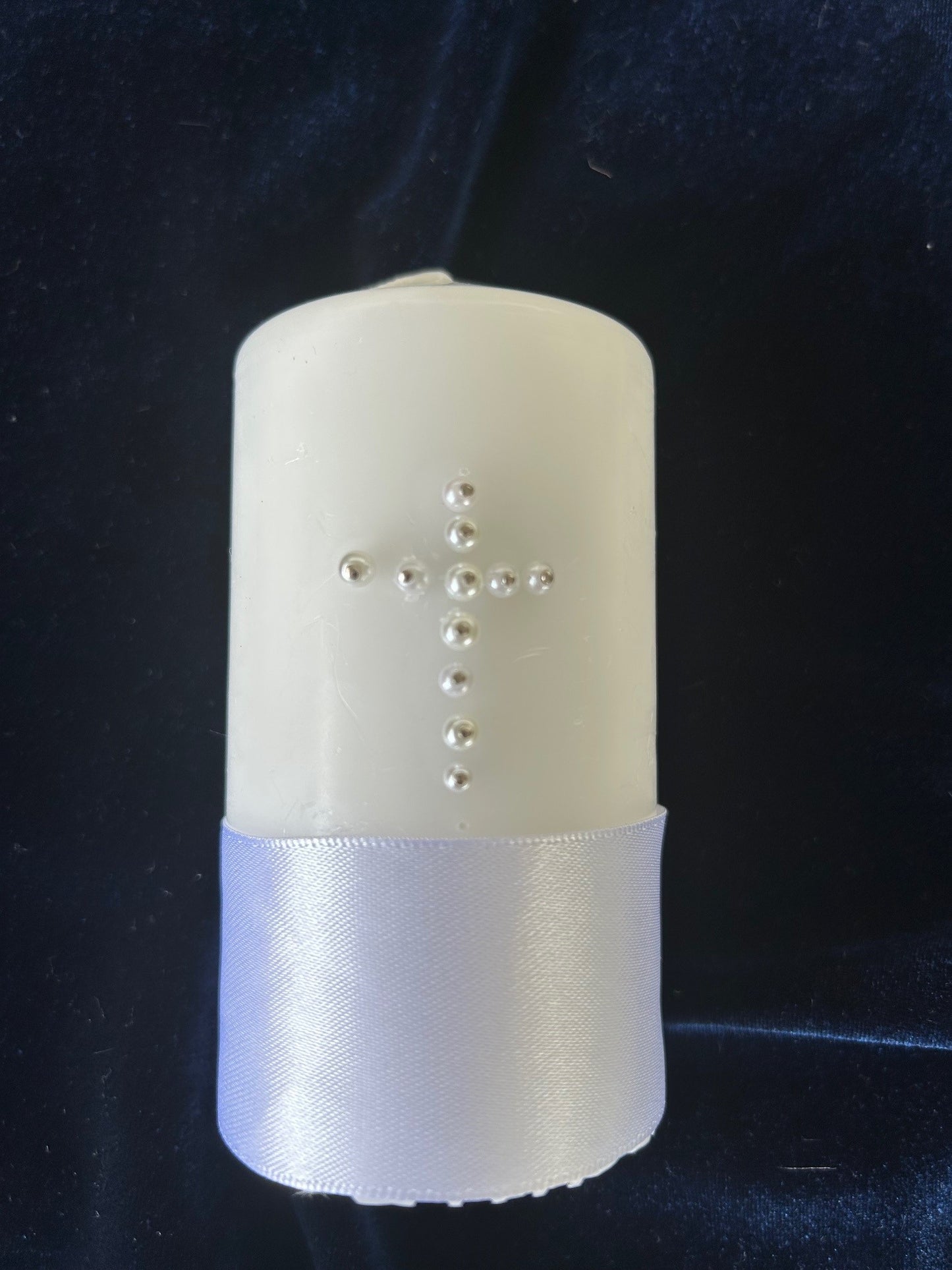 Baptism Candle with Pearl Cross
