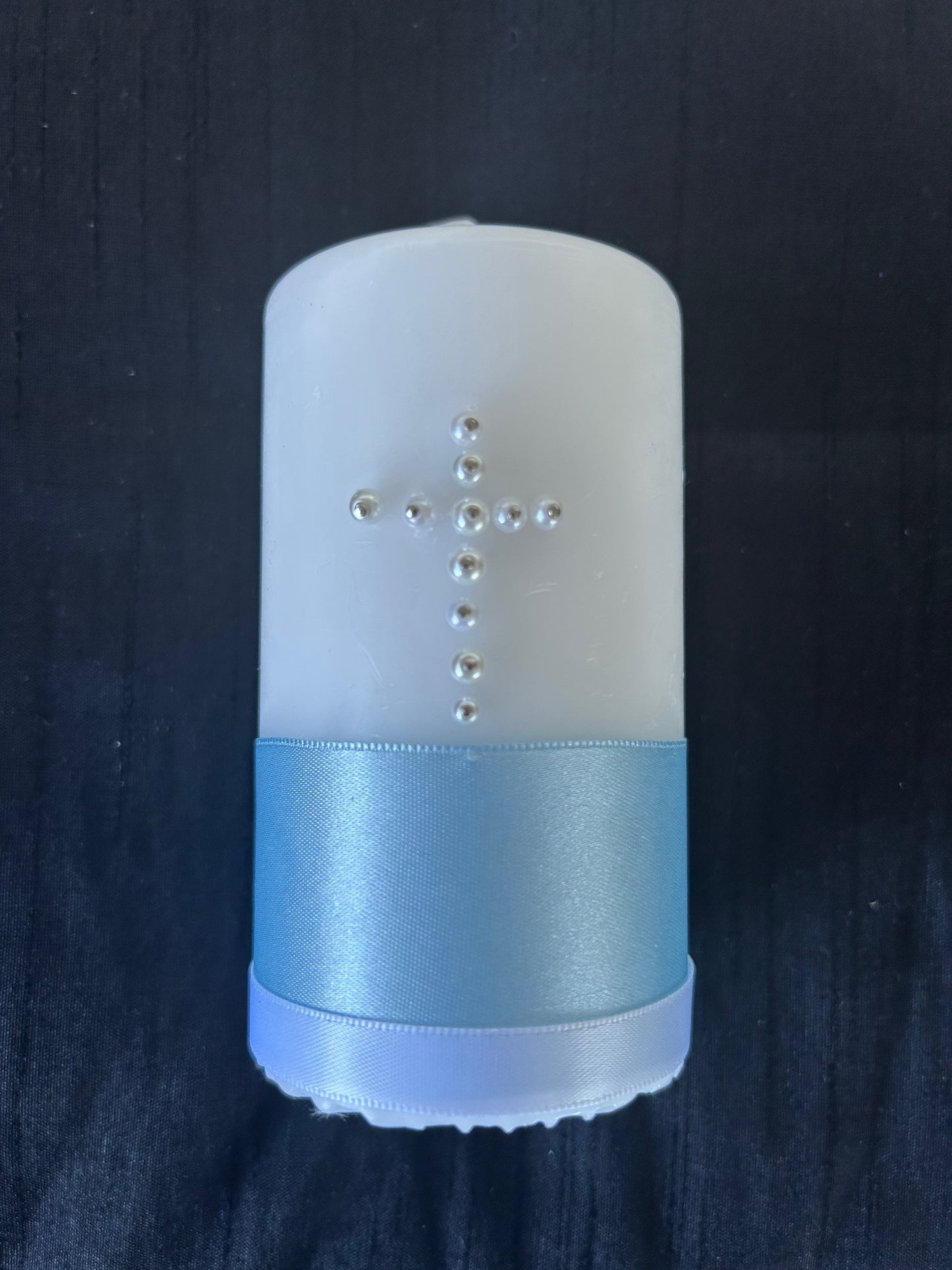 Baptism Candle with Pearl Cross