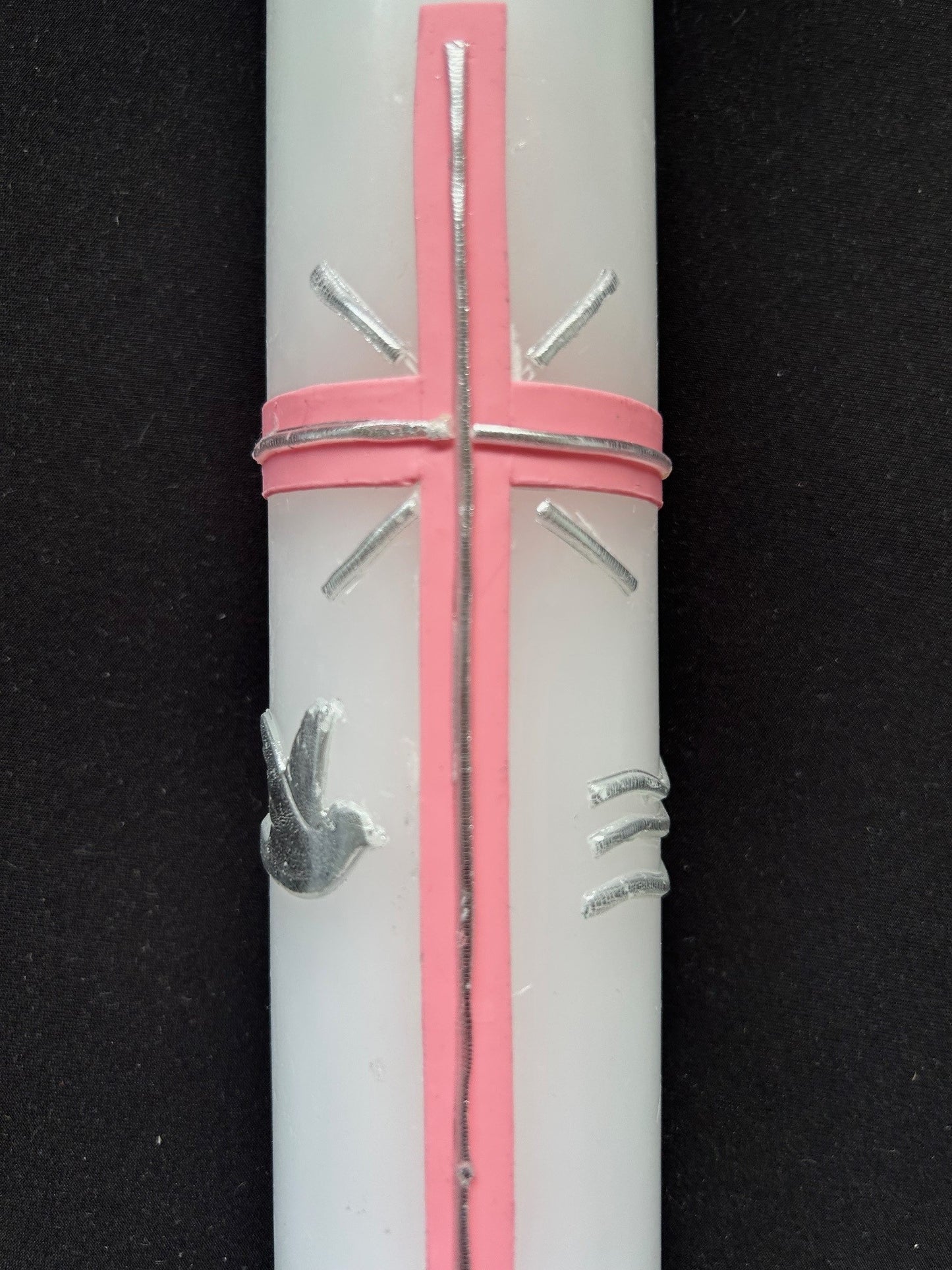 Baptism Candle with Cross Dove and Water