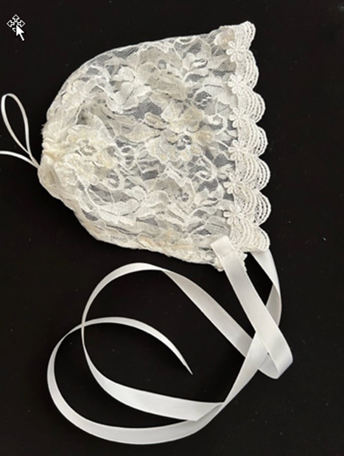 White lace Christening Bonnet