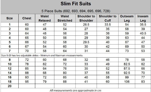 694 - Navy Slim Cut Boys 5pce Suit