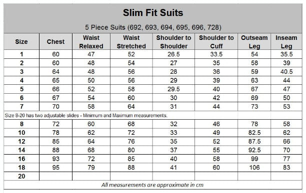 728 - Black Slim & Husky Cut Boys 5pce Suit