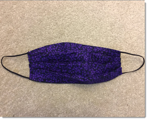 Black with Purple Dots Pleated Reversible Face Mask