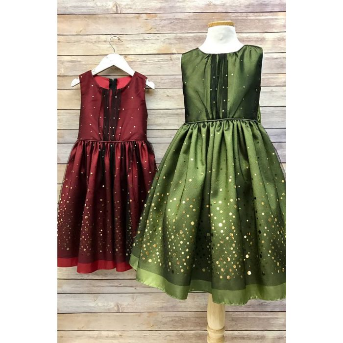 EK 201 Taffeta and Mesh Sequin Overlay Dress