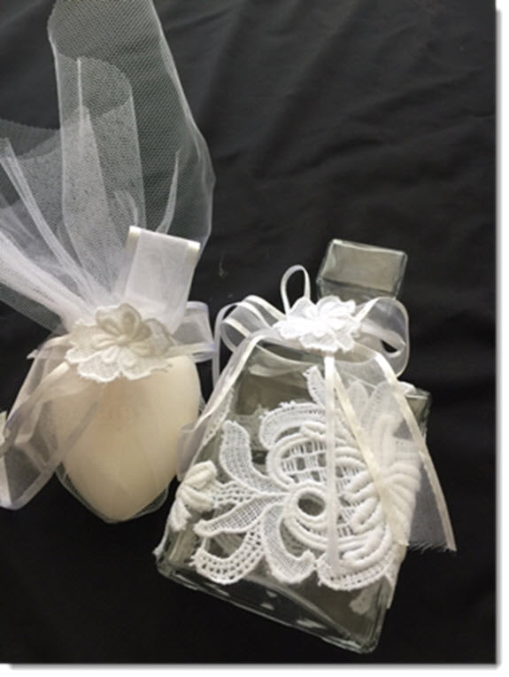 oil bottle and soap set - guipure