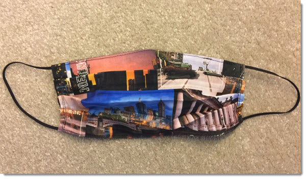 melbourne sights pleated reversible face mask