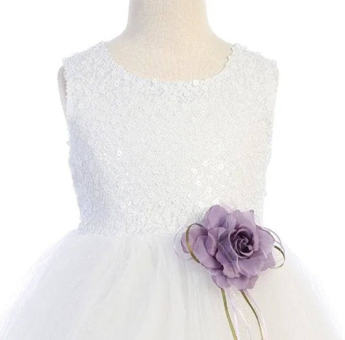 160 C Sequin Top Petal Flower Girl Dress