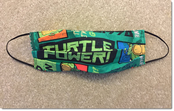 Kids Double Turtles Pleated Reversible Face Mask