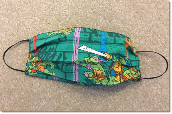 Kids Double Turtles Pleated Reversible Face Mask