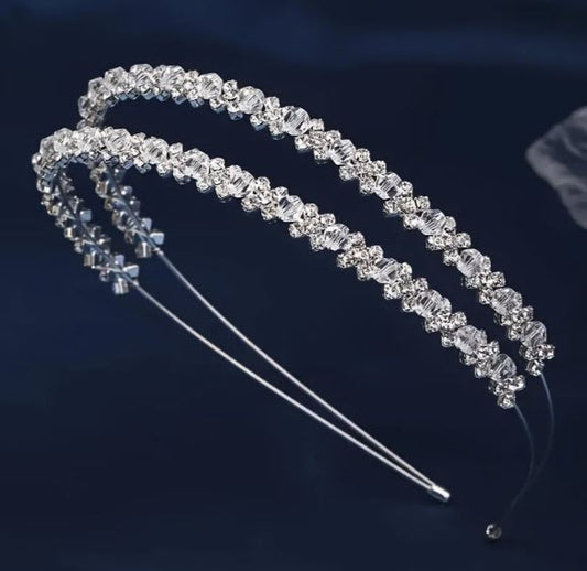 HB 026 Elegant Alloy headband with double row of diamante