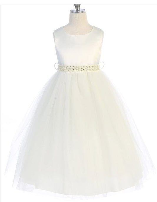 411 S Pearl Rhinestone Satin & Tulle Girls Dress