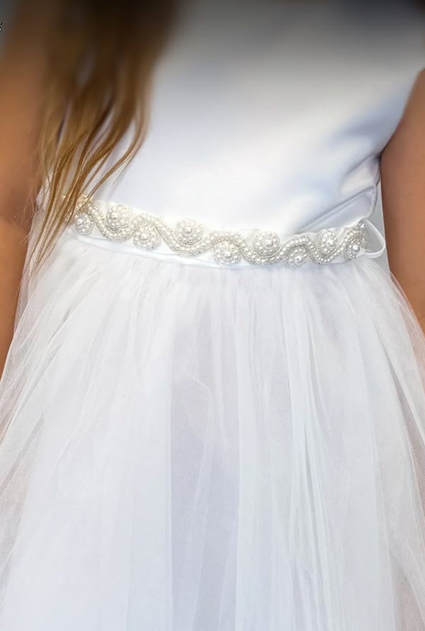 411 S Pearl Rhinestone Satin & Tulle Girls Dress