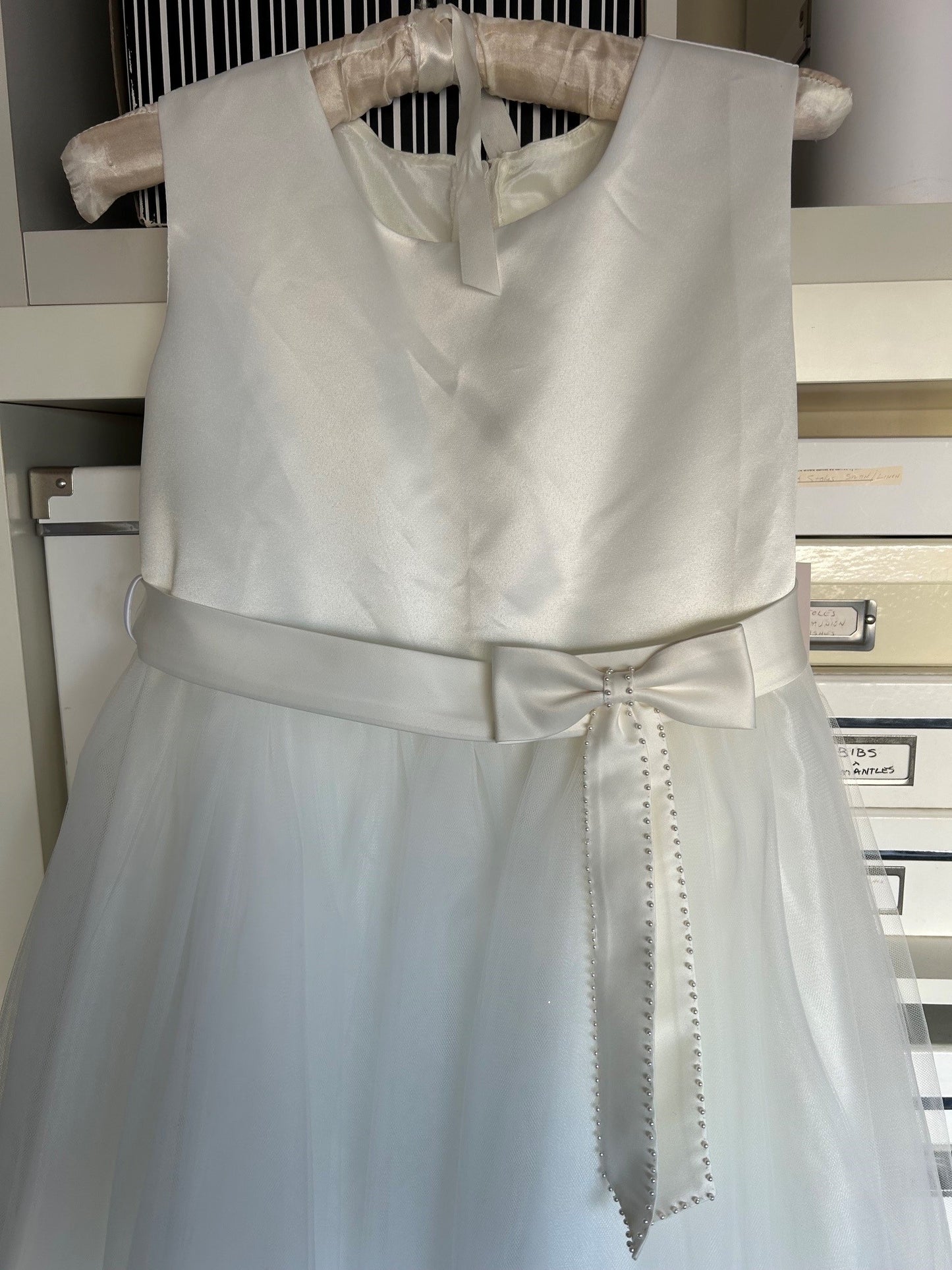 411 S Pearl Rhinestone Satin & Tulle Girls Dress