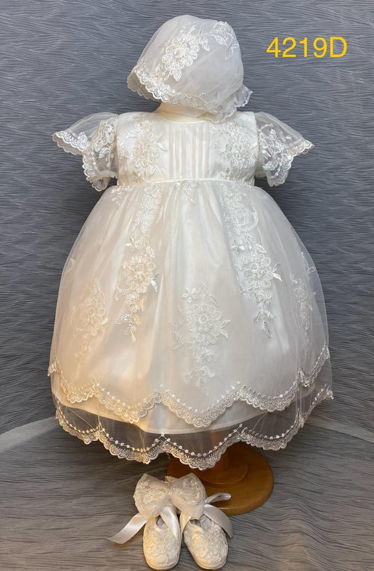 4219 D Girls’ Silk Christening Dress