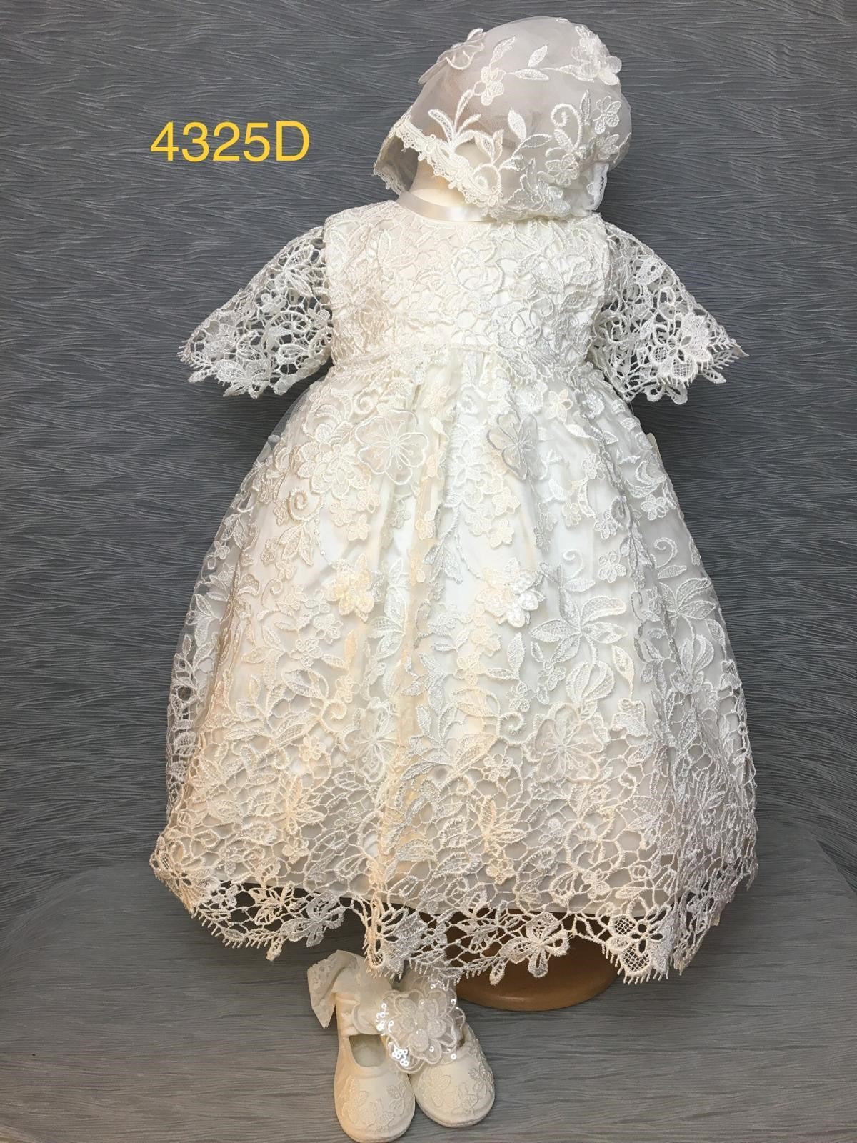 4325 D Girls’ Silk and Lace Christening Dress