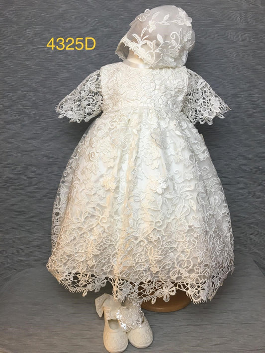 4325 D Girls’ Silk and Lace Christening Dress