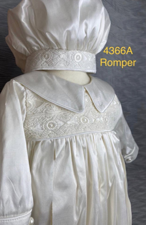 4366 Boys Christening Romper and Cape Set