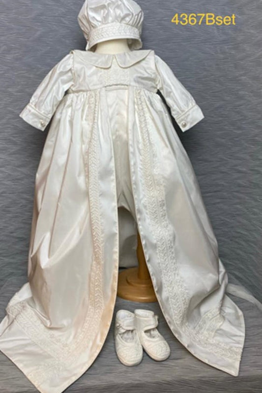 4367B Boys Christening Romper and Cape Set