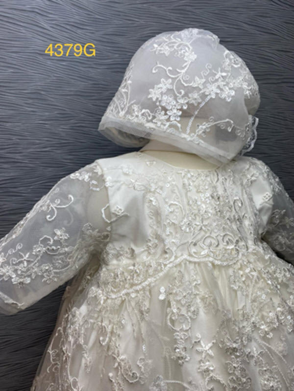 4379 G Ivory Silk and Net Lace Christening Gown