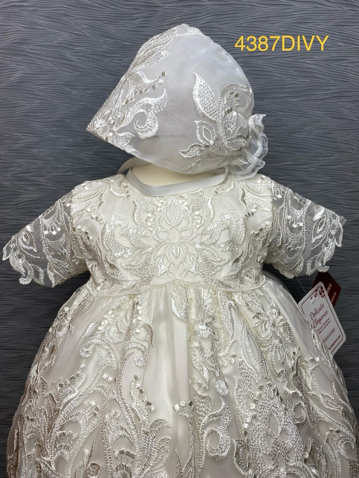 4387 D Ivory Girls’ Silk Christening Dress