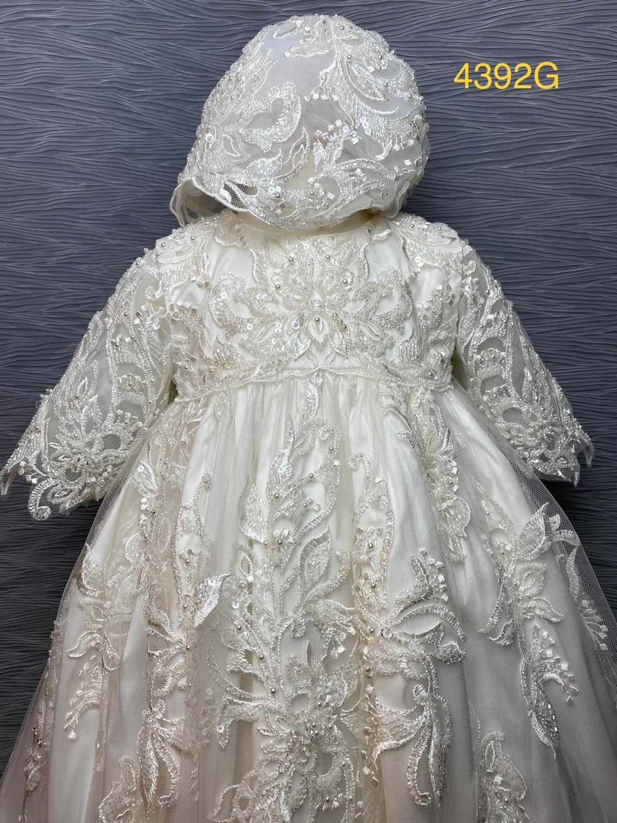 4392 G Ivory Silk & Lace Christening Gown