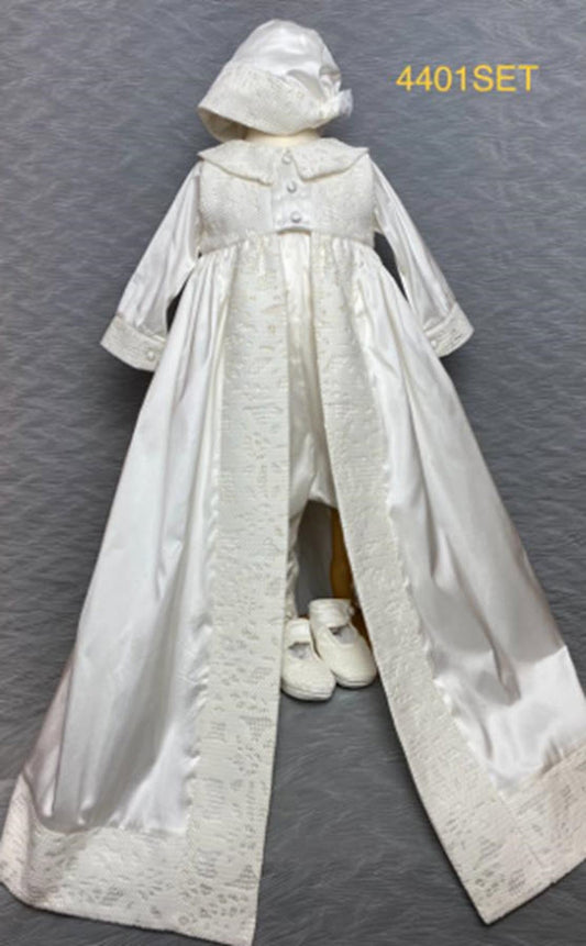 4401 Boys Christening Romper and Cape Set