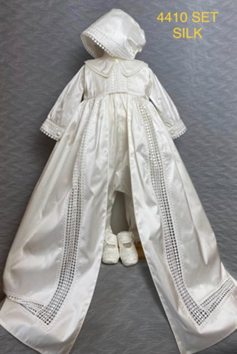 4410 Boys Christening Romper and Cape Set