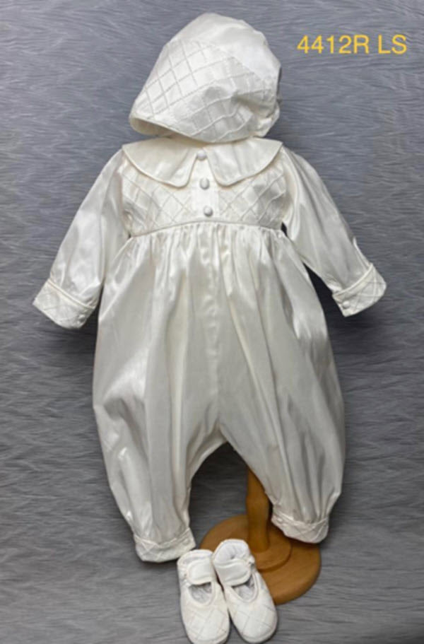 4412 Boys Christening Romper and Cape Set