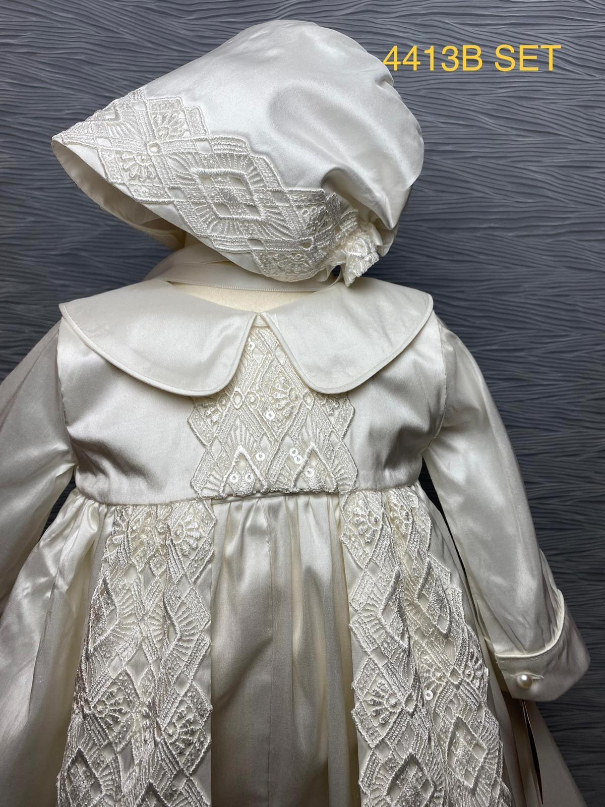 4413 B Boys Christening Romper and Cape Set