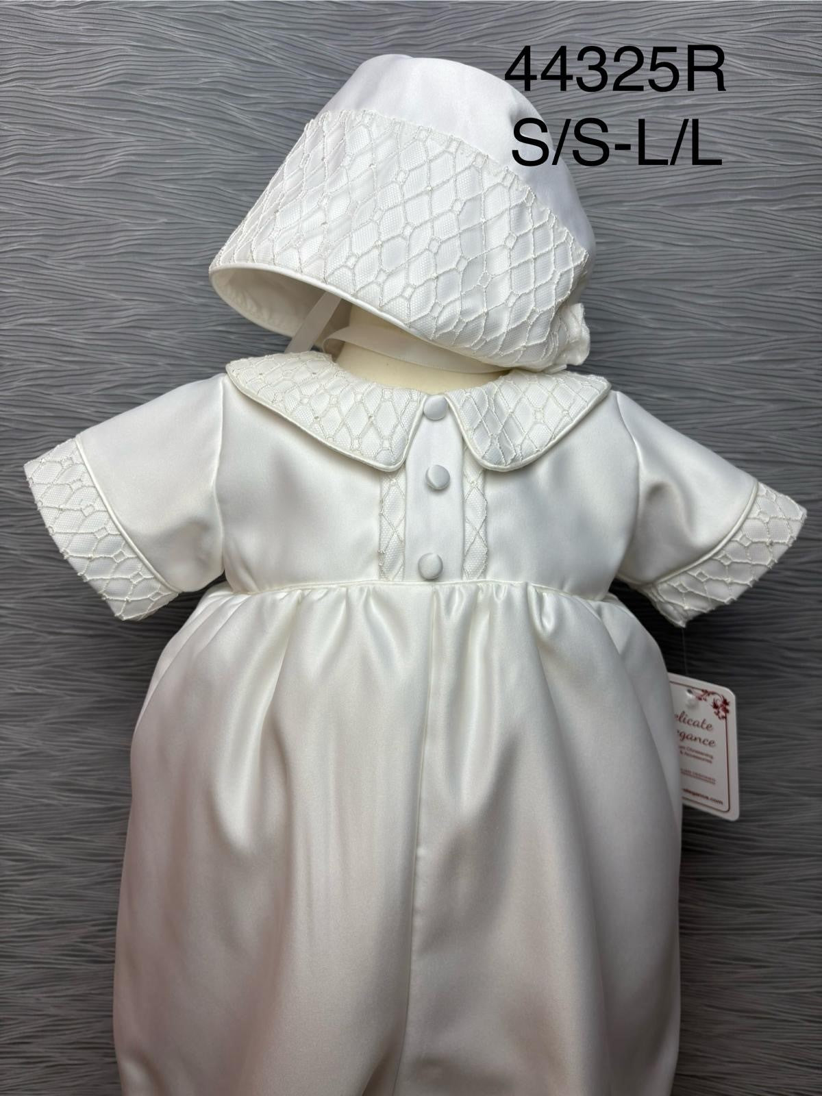 44325 Boys Christening Romper and Cape Set