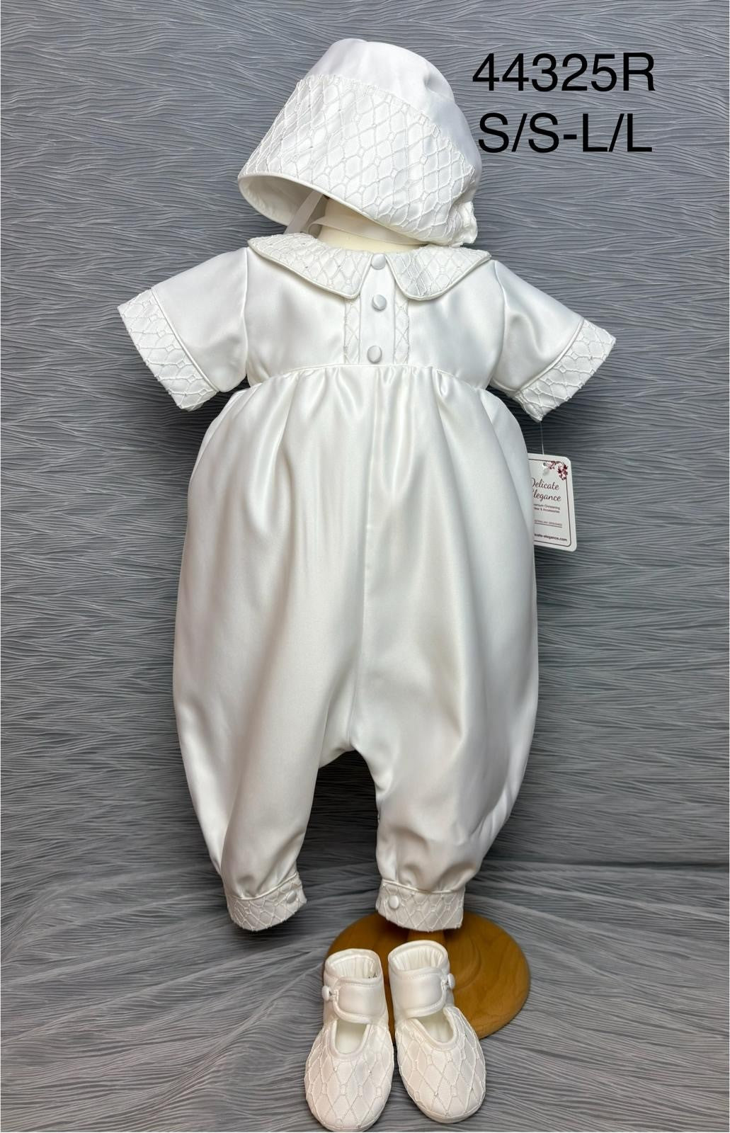 44325 Boys Christening Romper and Cape Set