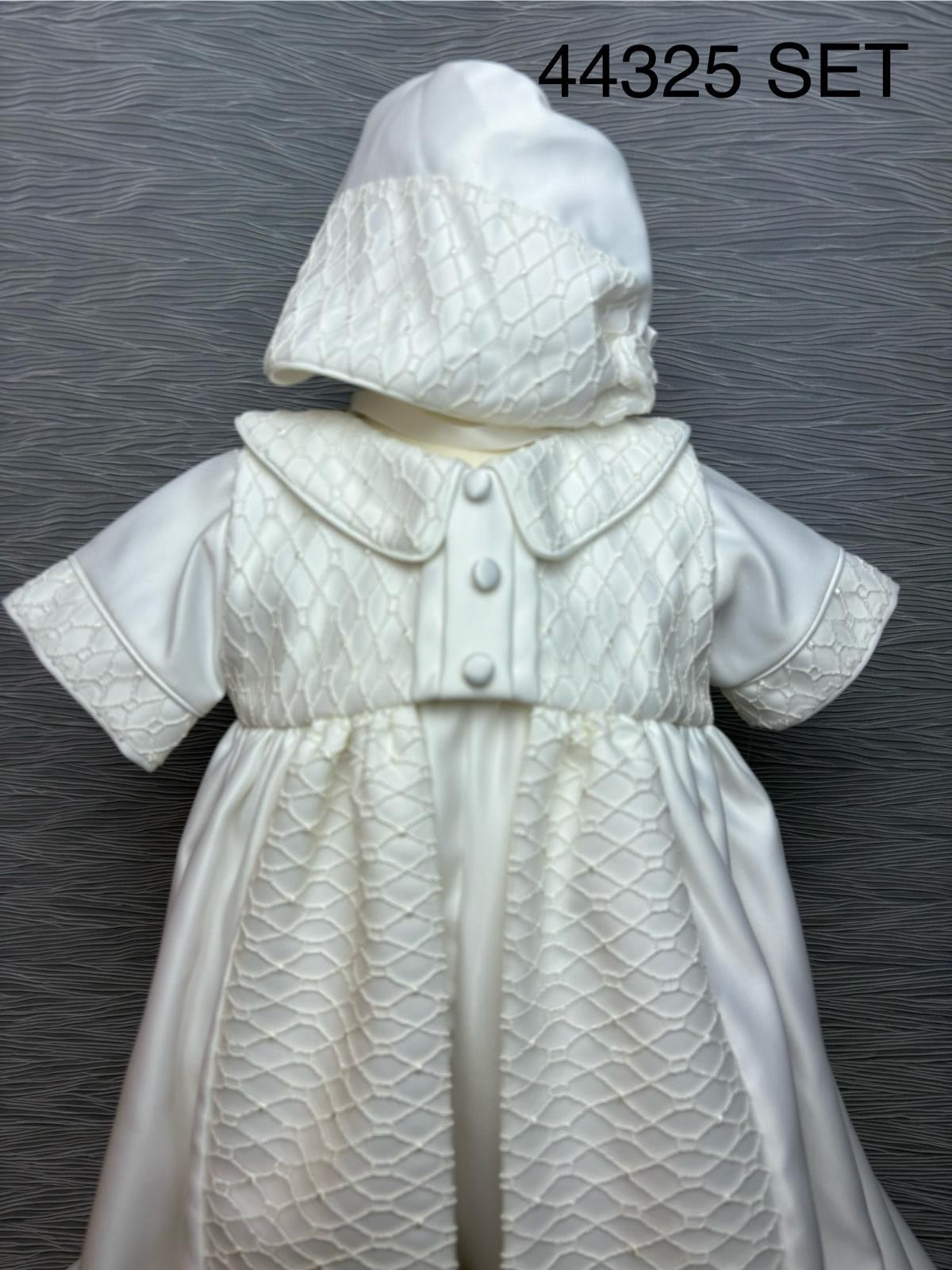 44325 Boys Christening Romper and Cape Set