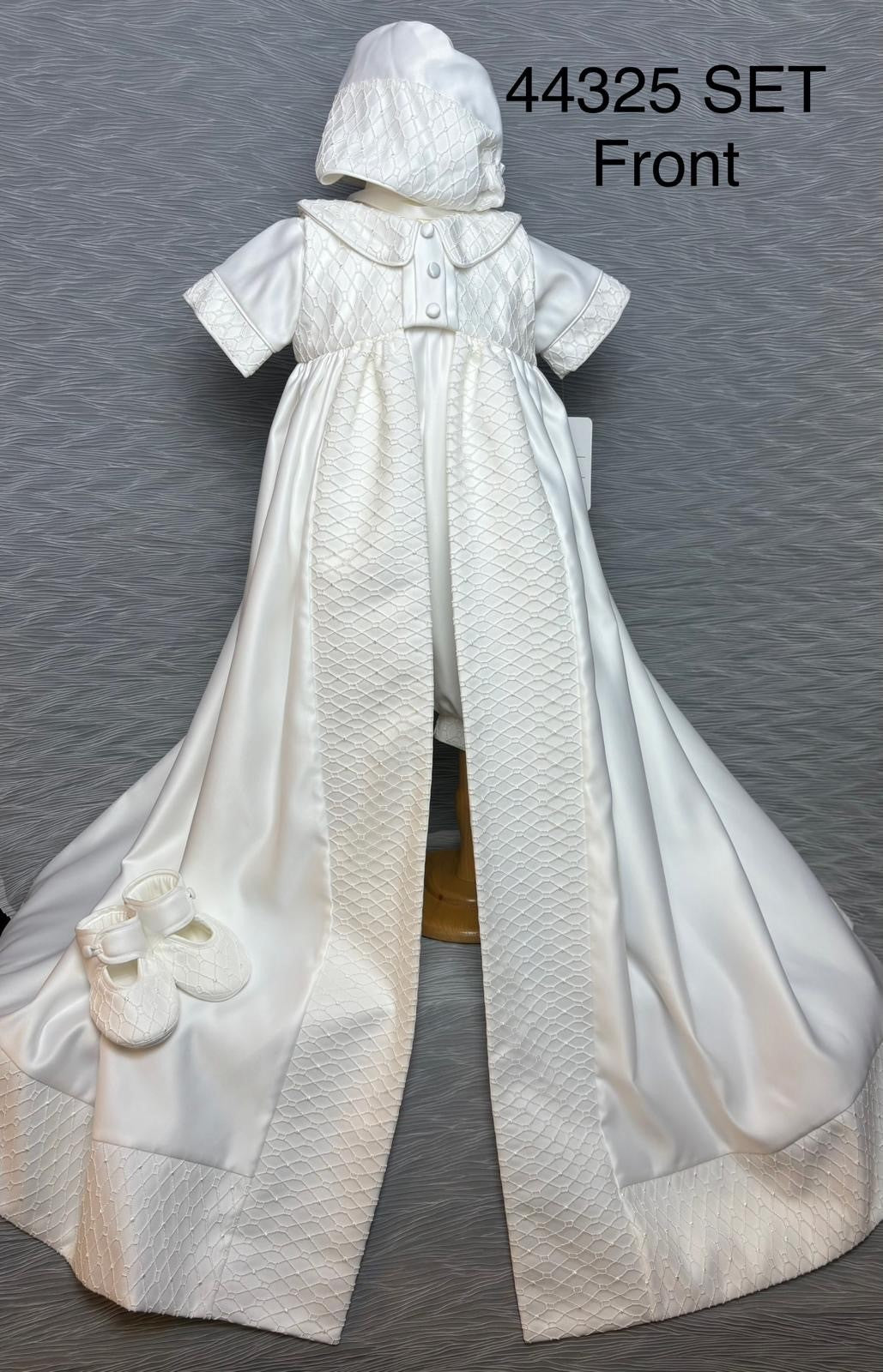 44325 Boys Christening Romper and Cape Set