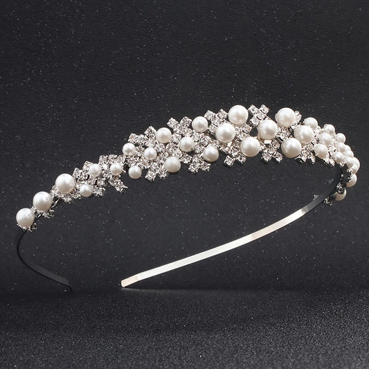HB 025 Alloy headband with diamante and pearls